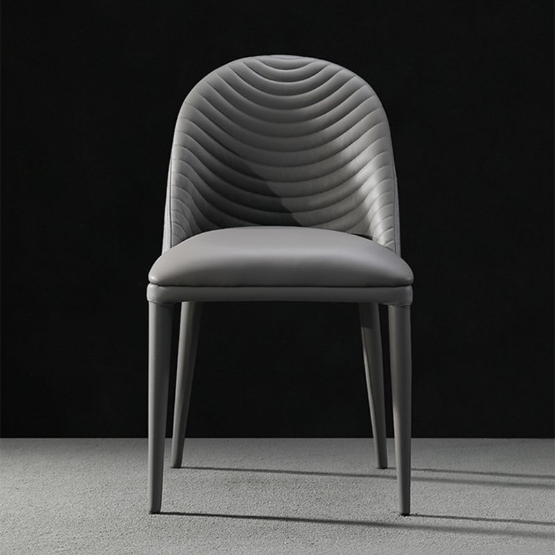 Parsons Side Chair Leather Metal Base Dining Chair for Dining Room