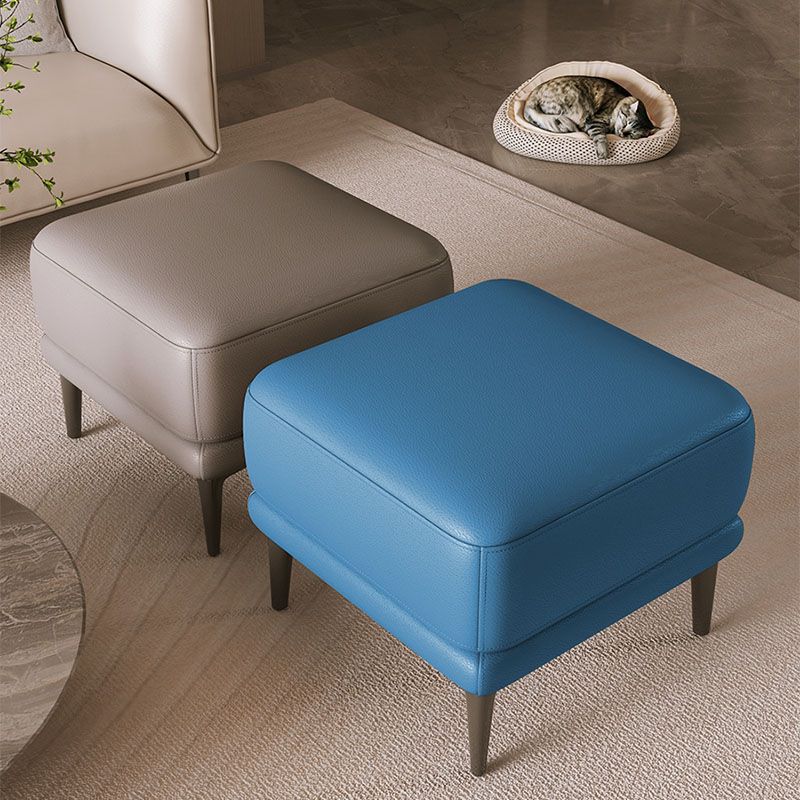 Modern Square Footstools Genuine Leather Foot Stool , 16.38 Inch Height