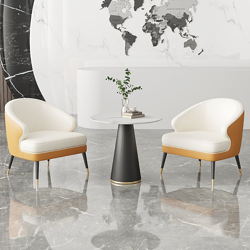 23.62" Wide Arm Chair Faux Leather Recessed Arms Accent Chair