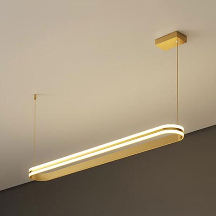 Modern Metal Island Light Geometric Gold LED Island Pendant for Dining Room