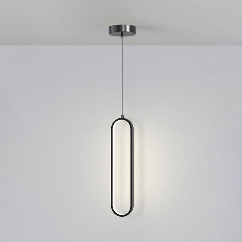 Illuminazione a sospensione lineare minimalista, tonalità rettangolare appesa la luce per camera da letto