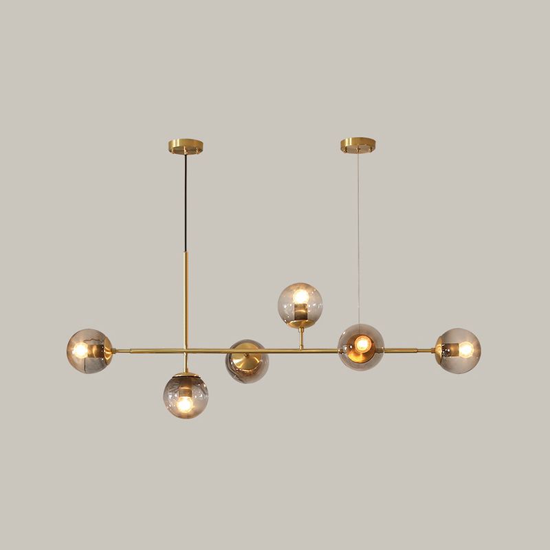 Nordic Glass Island Light Gold Globe 6 Lichter Island Anhänger für Wohnzimmer