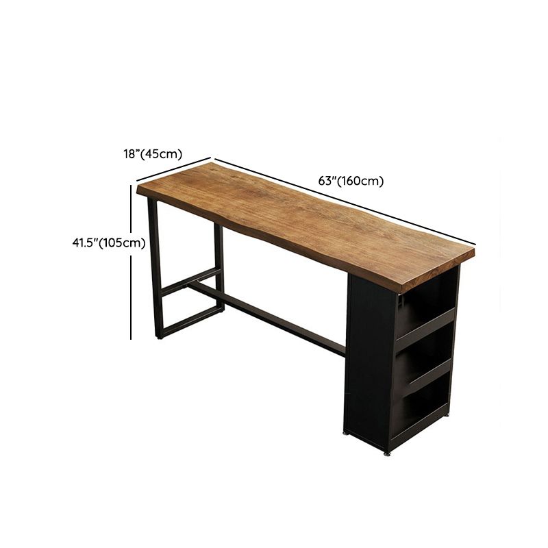 Industrial Style Bistro Bar Table Rectangle Wood Bar Table with Storage