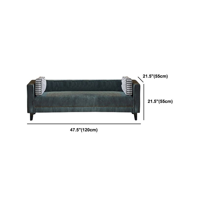 Contemporary Dark Green Sofa Tuxedo Arm Faux Leather Living Room Sofa