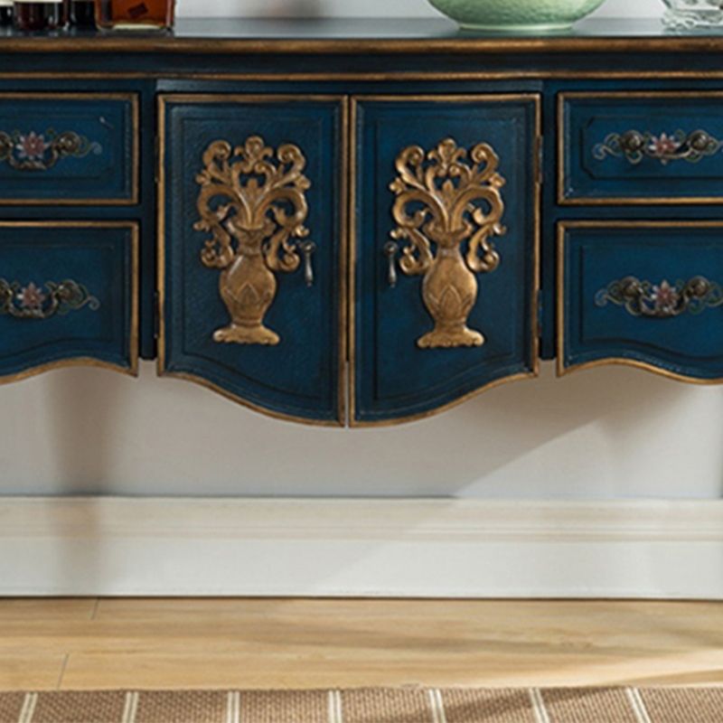 Solid Wood 35.4" Tall 2 - Door Accent Cabinet, Industrial Accent Cabinet with 4 Drawers