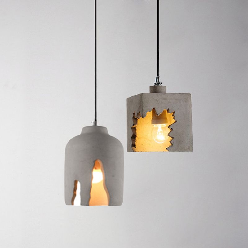 Graues modernes Zementpendel Licht 1 Lichthänge Deckenleuchte für Esszimmer