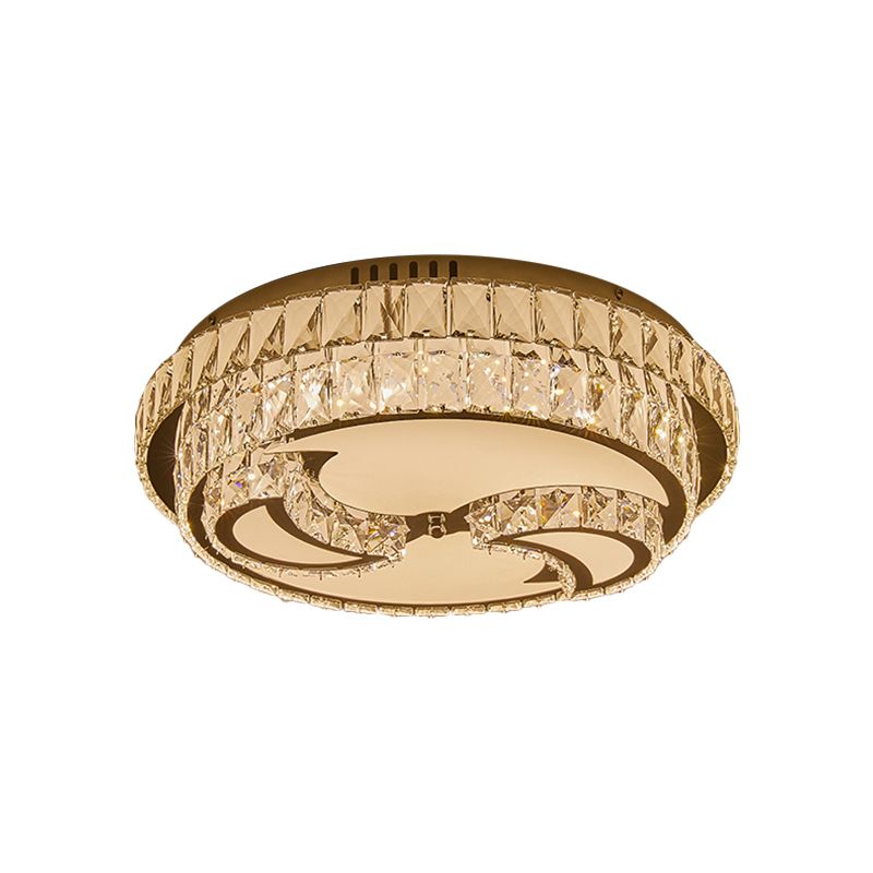 Leaf/Moon/Sun Ceiling Lighting Modernist Beveled Crystal Sleeping Room LED Flush Mount Lamp in Chrome