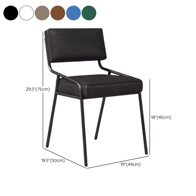Industrial Style Side Chair Upholstered Open Back Dining Chair with Metal Leg