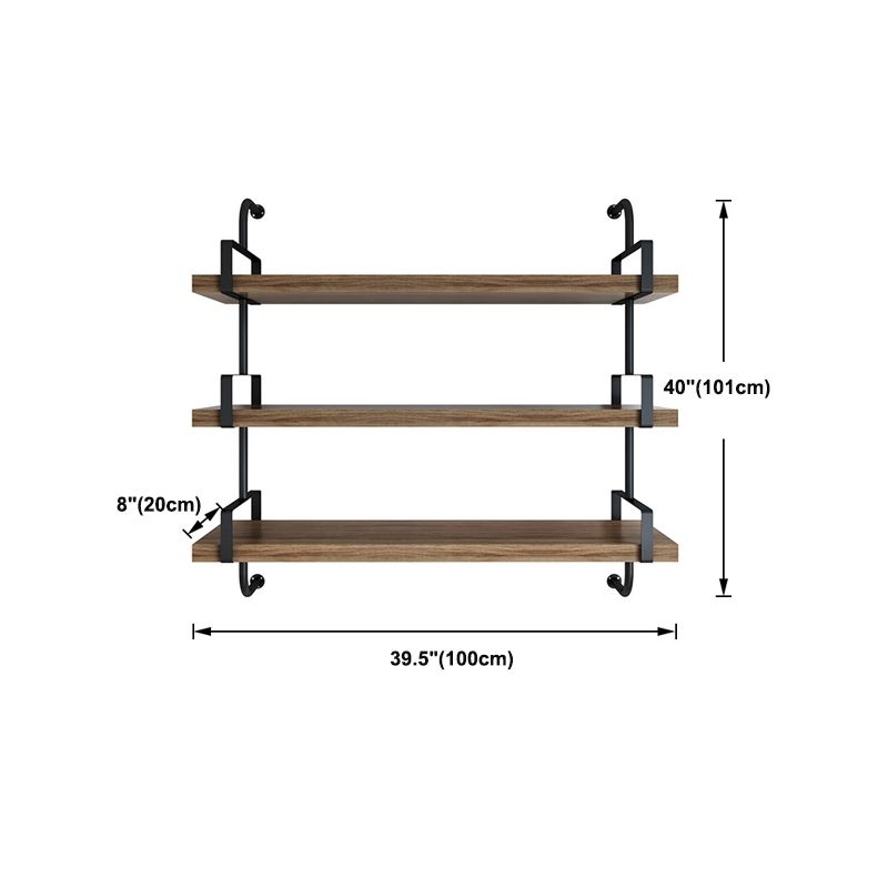 7.87" Wide Solid Wood Floating Shelf Industrial Wall Mounted Bookshelf