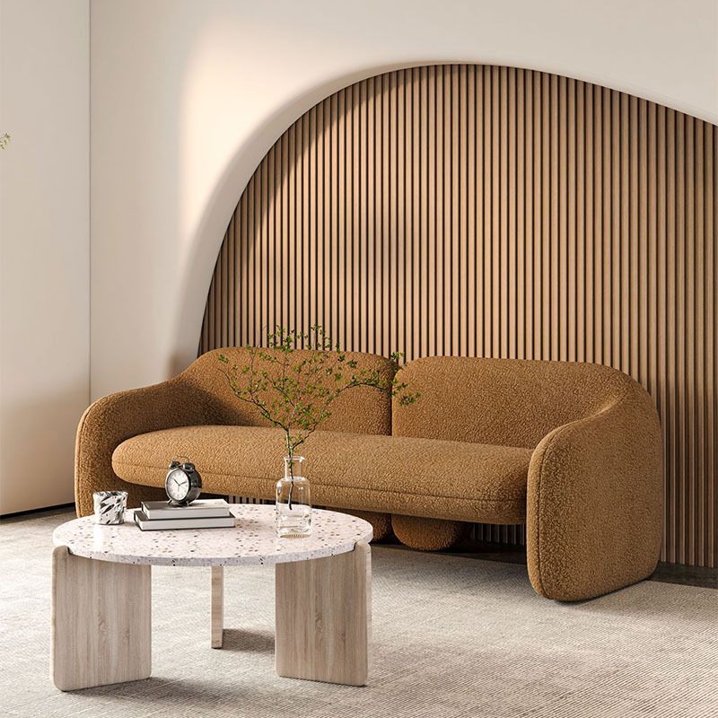 Sloped Arm Wool Sofa Modern 31.5" H Living Room Sofa in Brown