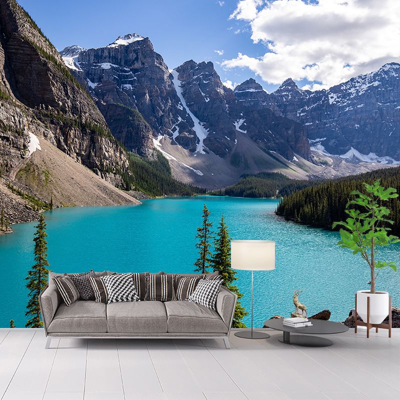 Magnificent Mountain View Removable Wall Mural Moisture Resistant for Sitting Room