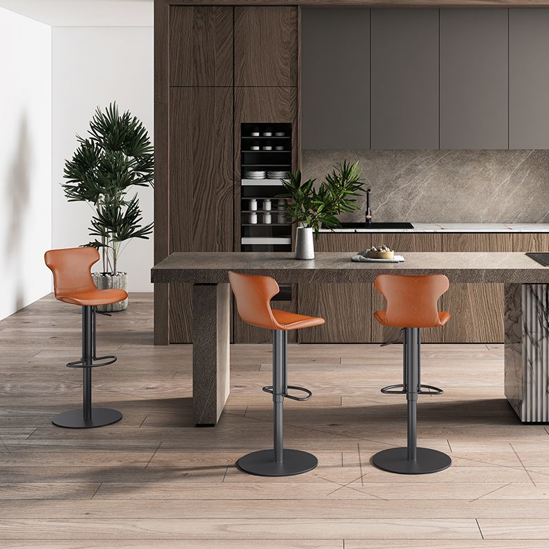 Faux Leather Bar Stools Swivel Adjustable Height Bar Stool with Footrest