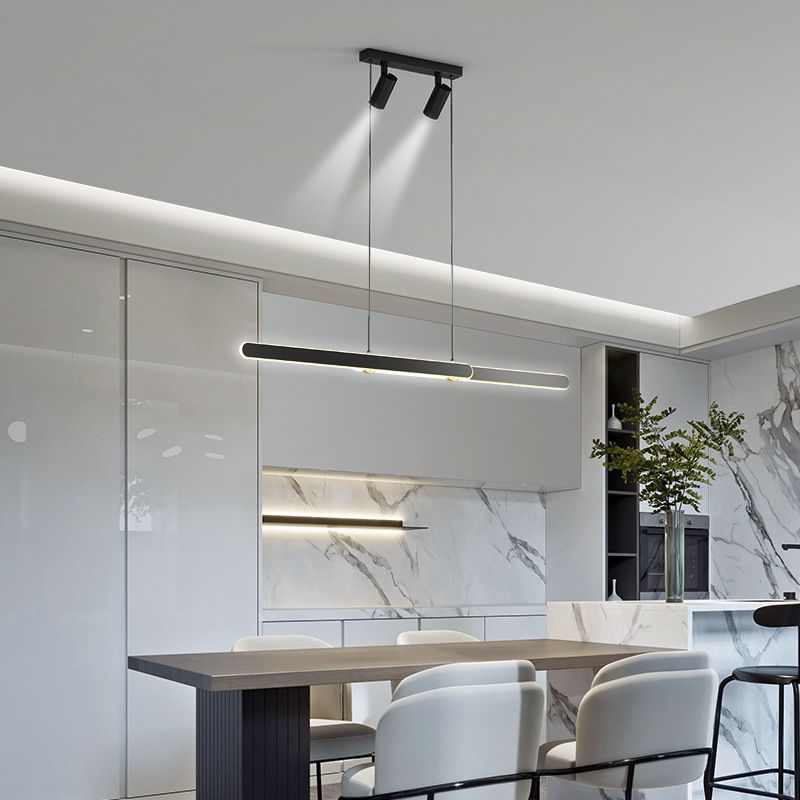 Accesorio de iluminación de lámpara de metal lineal estilo led isla negra led lámpara de techo de techo