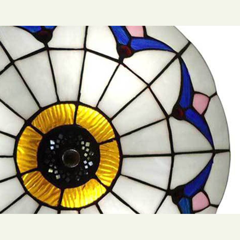 Baroque Multicolored Flush Mount Lamp Bowl Shape Glass Ceiling Mount Light Fixture