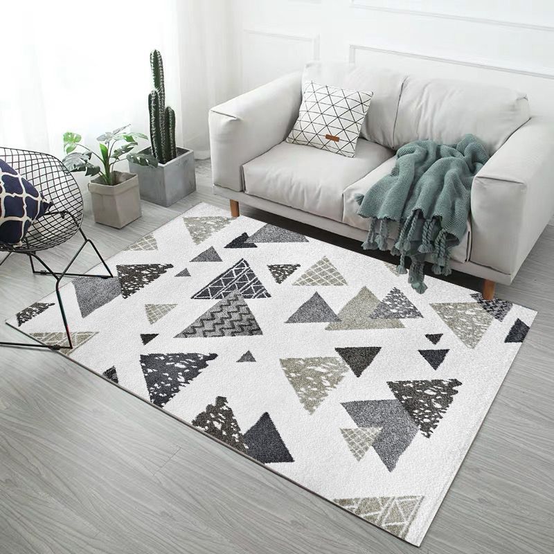 Scandinavian Living Room Rug Multi Color Geometric Print Indoor Rug Polyster Non-Slip Backing Pet Friendly Area Carpet
