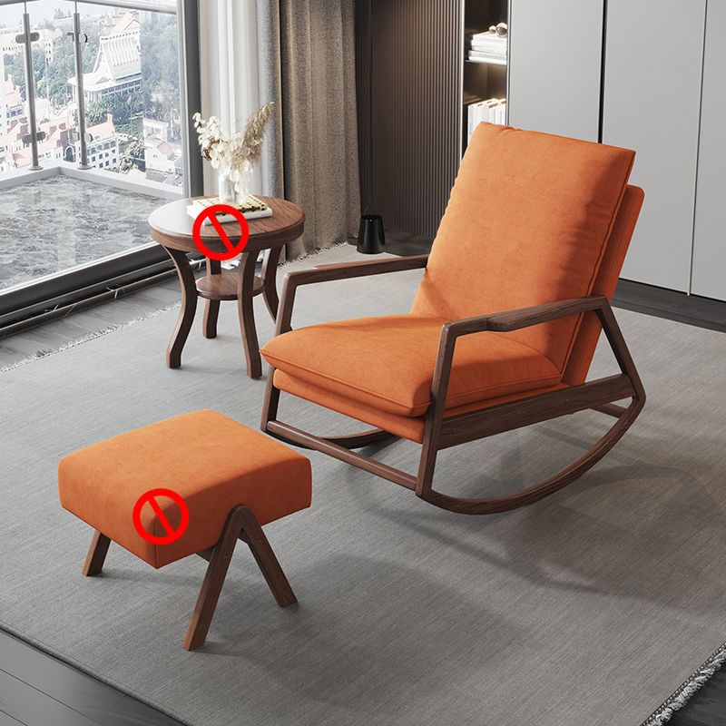 Mid-Century Modern Rocking Chair Fabric Upholstered Solid Color Porch Rocking Chair