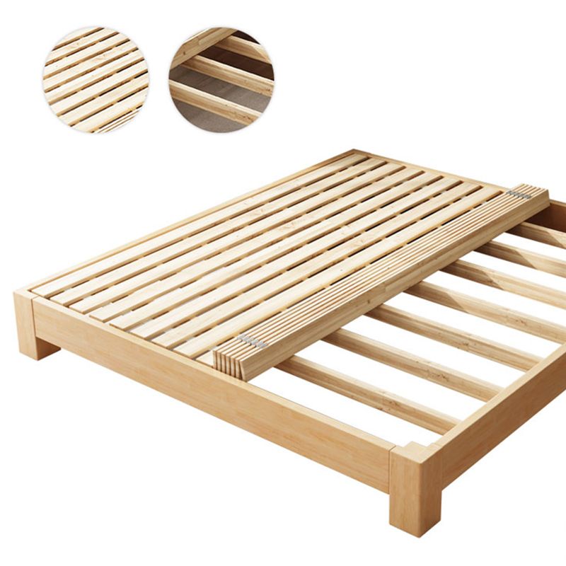 Scandinavian Wood Platform Solid Color Standard Bed for Bedroom