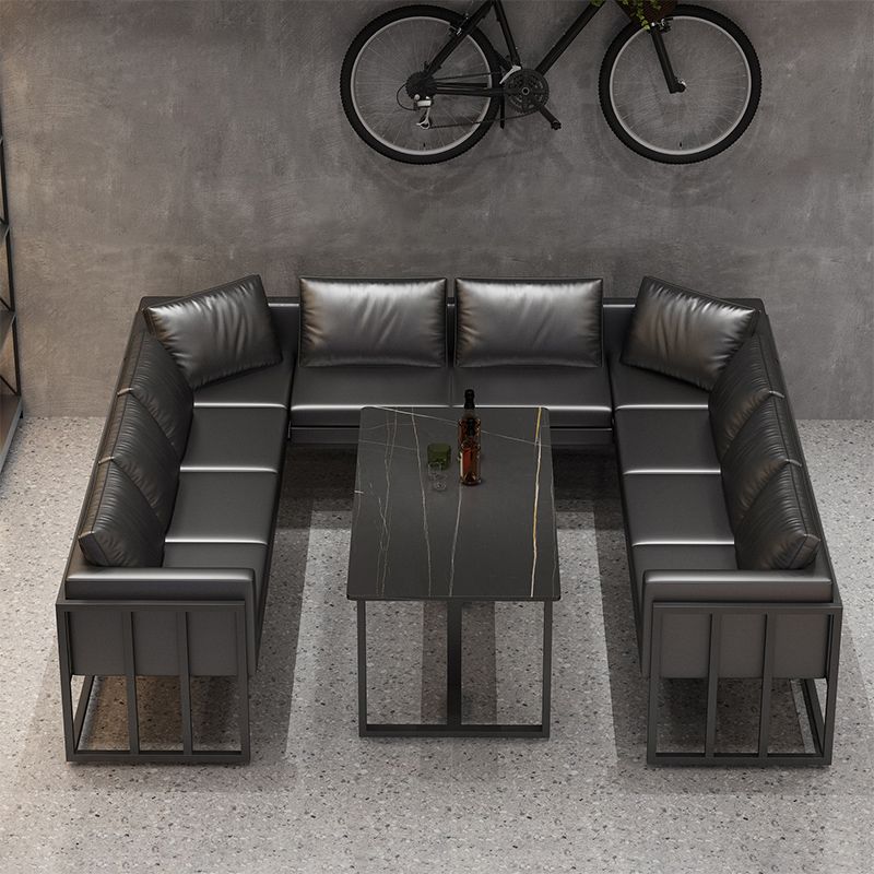 Industrial Sintered Stone Dinner Room Kitchen Table Black Sled Table for Dining Room