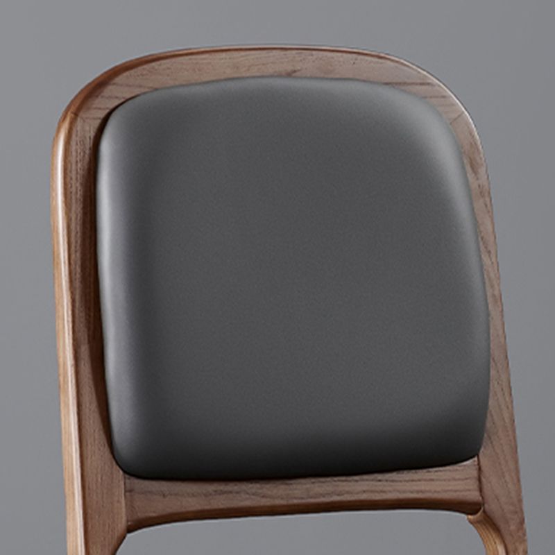 Contemporary Dining Chair Solid Wood Legs Side Chair in Walnut