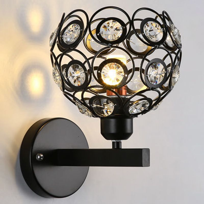 Hollowed-out Crystal Wall Sconce Minimalist 1-Light Wall Lighting for Foyer