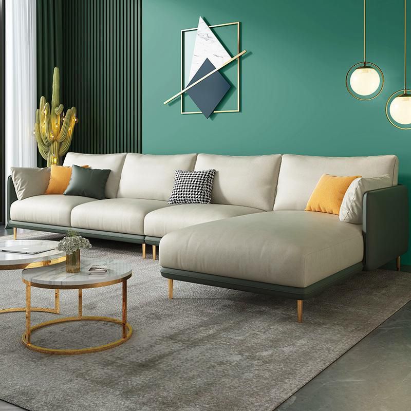 Green Luxurious Sectional Sofa Faux Leather Round Arm Sectional