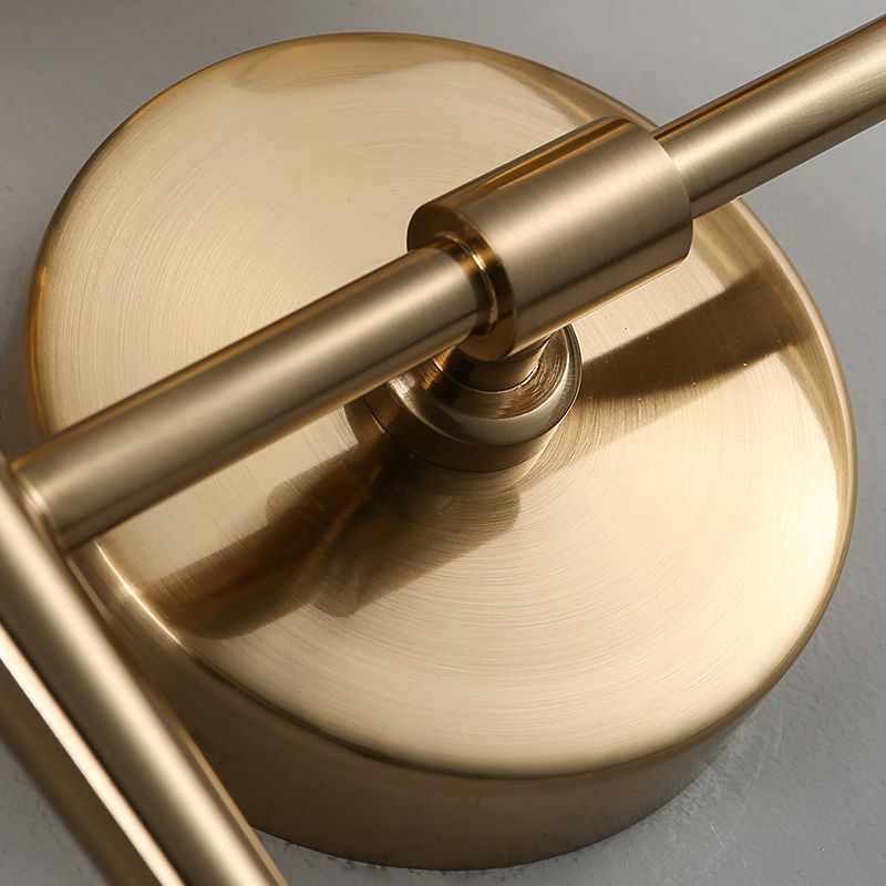 Metal Brass Wall Lamp Symmetric Cylinder 2-Light Modern Wall Mount Light Fixture with Fabric Shade for Bedroom