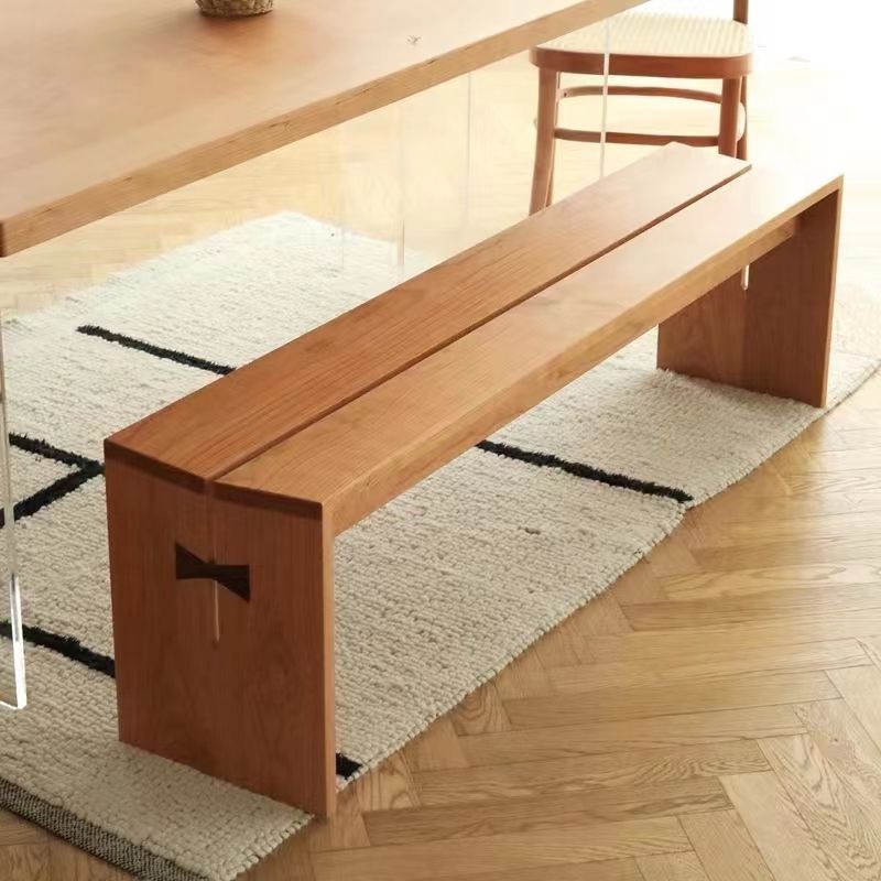 Modern Restaurant Seating Bench Solid Wood Rectangle Bench in Nature