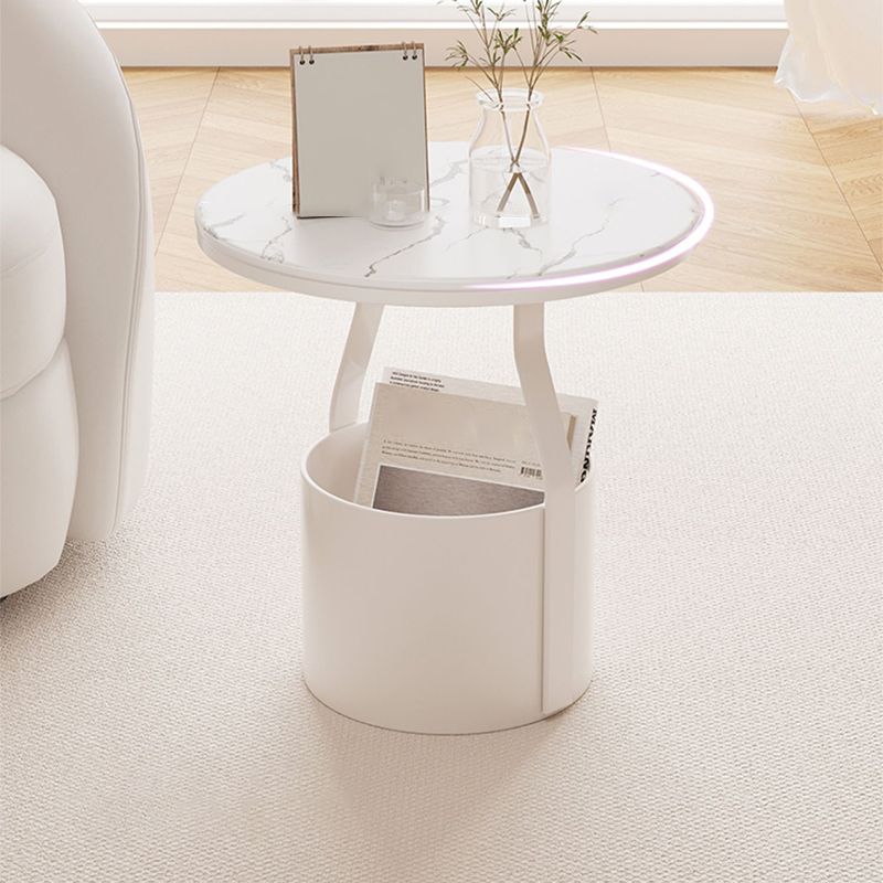 Modern 19.68-inch Tall Metal Abstract Side Table Round Top End Table with Storage