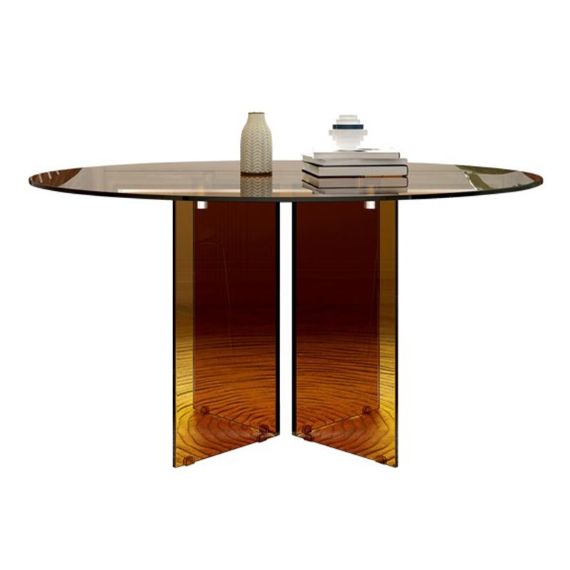 Round Glass Dining Table Modern Style Dining Table for Home Use