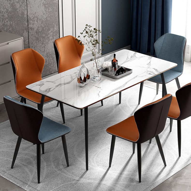 Chaises de salle à manger sans accoudoirs rembourrées à oreilles, chaises d'appoint avec pieds en métal