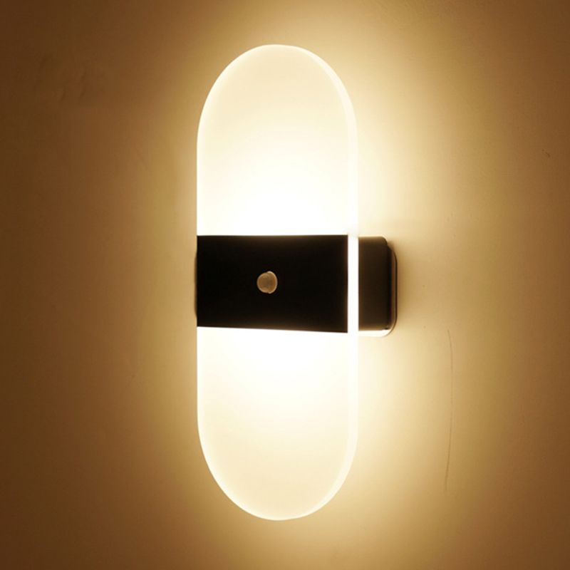 Modern Style Geometric Wall Sconce Lights Metal 1 Light Wall Mount Lighting in Black