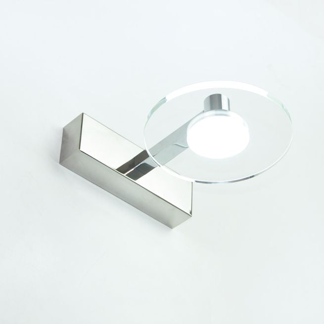 Translucent Crystal Vanity Light Sconce 1 Light Circle Vanity Vanity Lamp for Bathroom