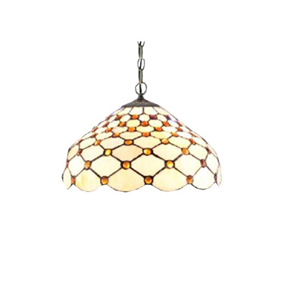 Lampada bianca singola a ciondolo a ciondolo Light Tiffany Multicolore Multicolorato Glass Dome Hanging Lampada per soggiorno