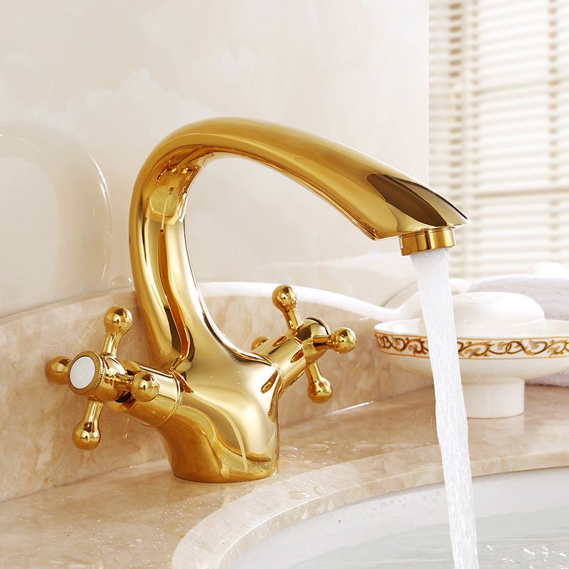 Industrial Centerset Bathroom Sink Faucet Vintage Cross Handles Lavatory Faucet