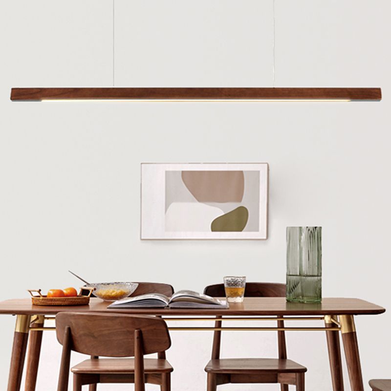 Contemporary Style Linear Shape Pendant Light Wood 1 Light Pendant Lighting Fixture