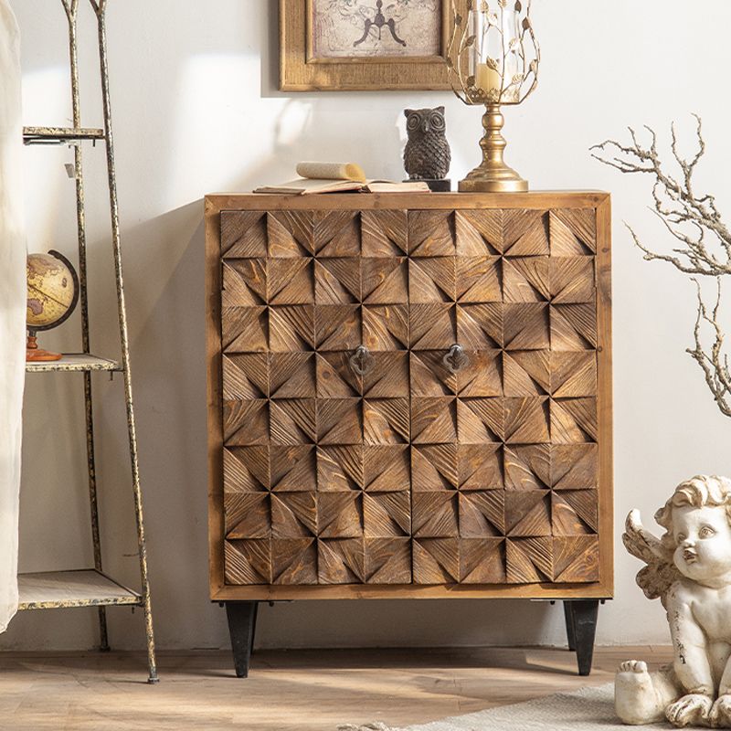 Distressed Wood Accent Chest Industrial Standard Knobs Accent Cabinet