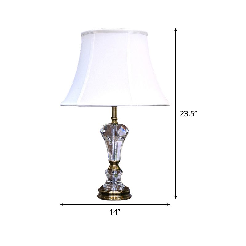 Contemporain 1 tâche d'éclairage à la tête blanc lampe de table de nuit évasée avec de l'ombre en tissu