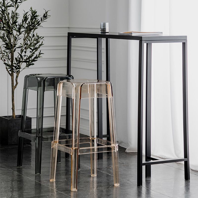 30" Height Backrest Armless Counter Stool Industrial Plastic Bistro Bar Chair with 4 Legs