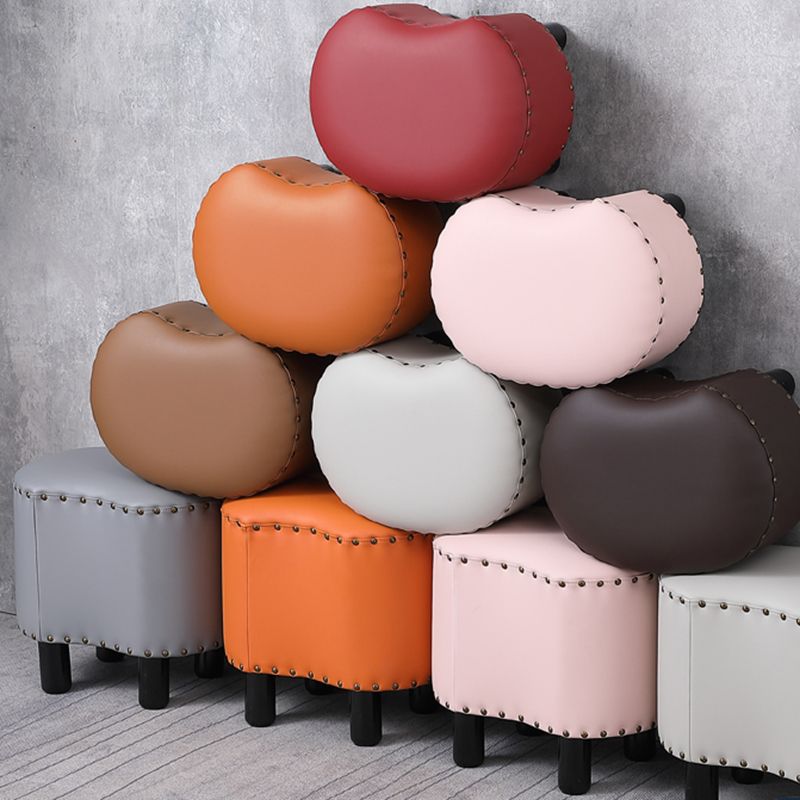 Modern Irregular Leather Ottoman Water Resistant Footstool Ottoman with Nailhead Trim