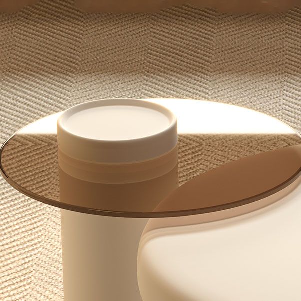 Modern Round Drum Coffee Table Metal Cocktail Table in White