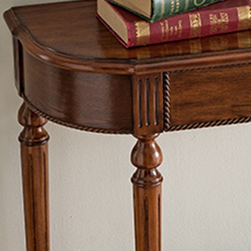 Mid-Century Modern Half Moon Console Sofa Table Rubber Wood Console Accent Table for Hall