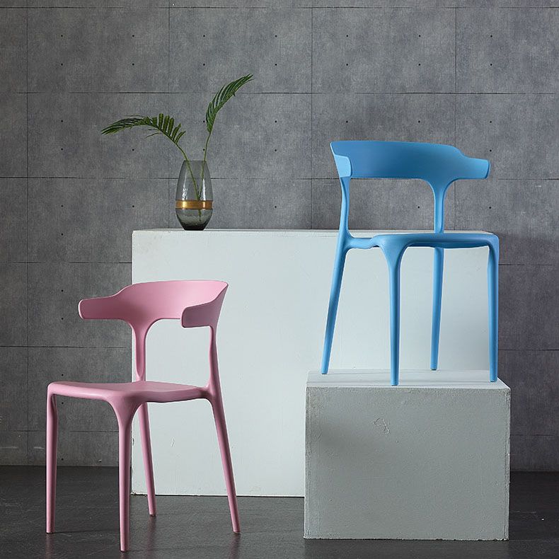 Silla de comedor de plástico escandinavo, sillón de cocina, silla con respaldo abierto