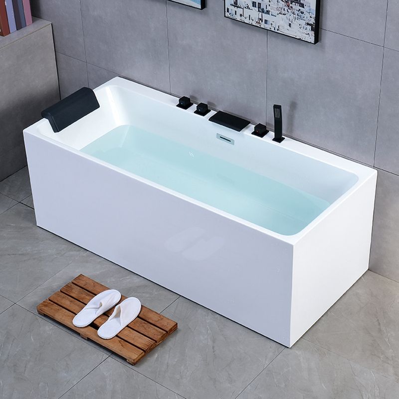 Modern Rectangular Bathtub Center White Freestanding Acrylic Bath