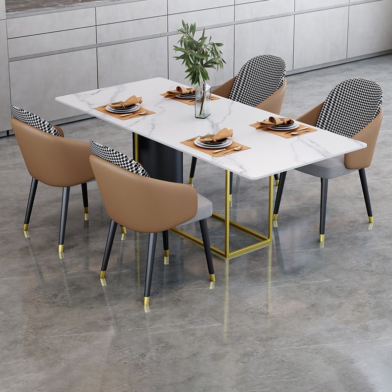 Nordic 1/5 Pieces Dining Set Rectangle Stone Dining Table for Living Room