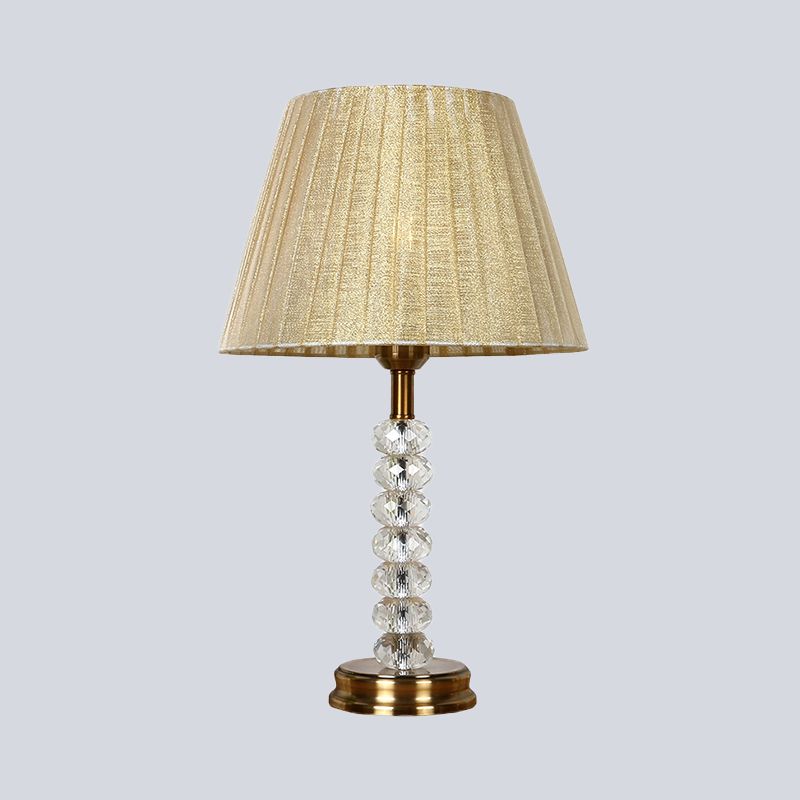 Modernist Shaded Study Lamp Fabric 1 Head Reading Book Light in Beige for Bedroom