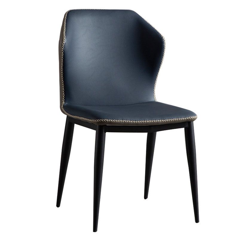 Modern Study Room Wingback Chair Matte Finish Leather Dining Chair