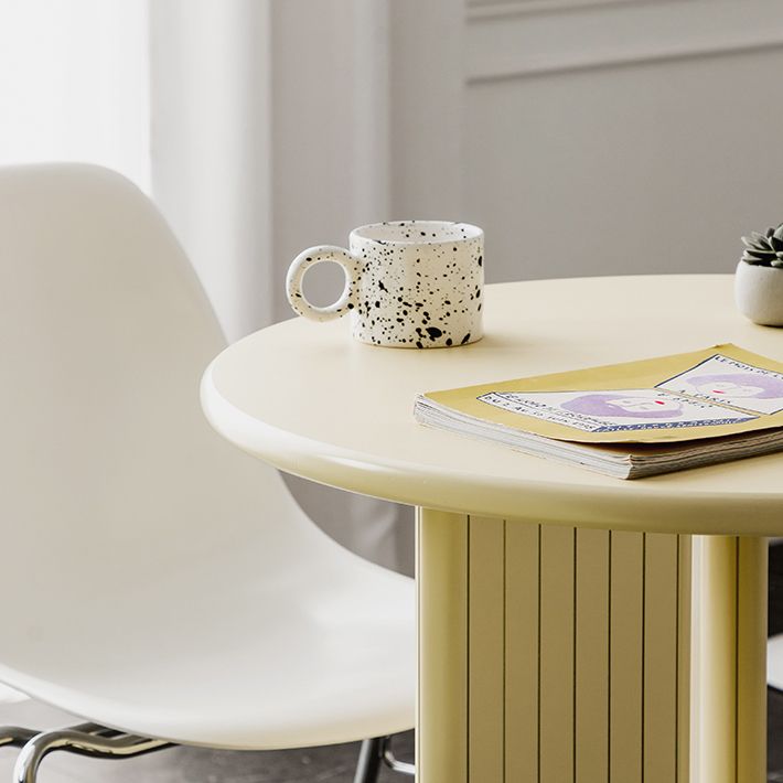 Rectangle Dining Table Engineer Wood Table in Yellow and White
