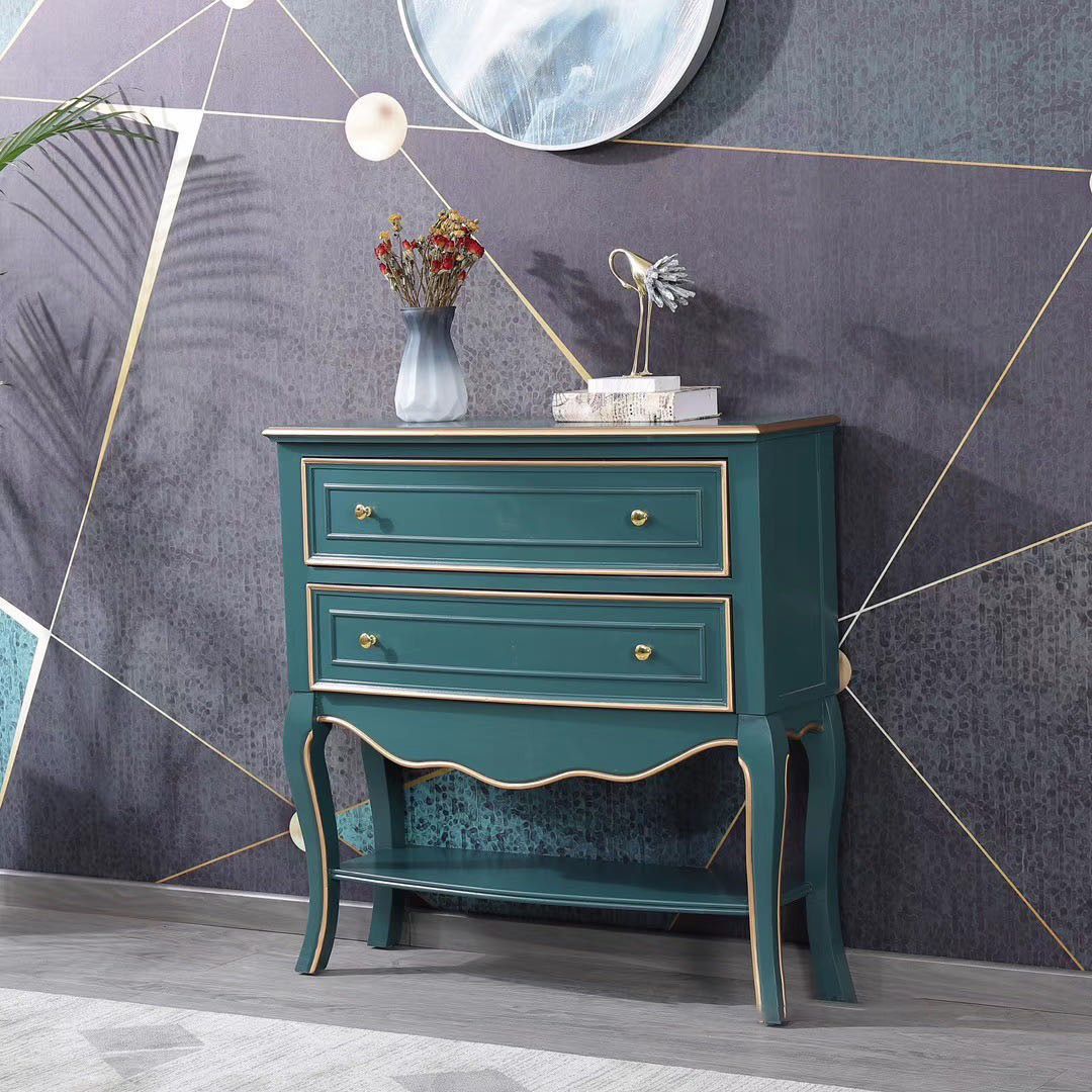 American Traditional Dresser Solid Wood Storage Chest with 2 Drawers