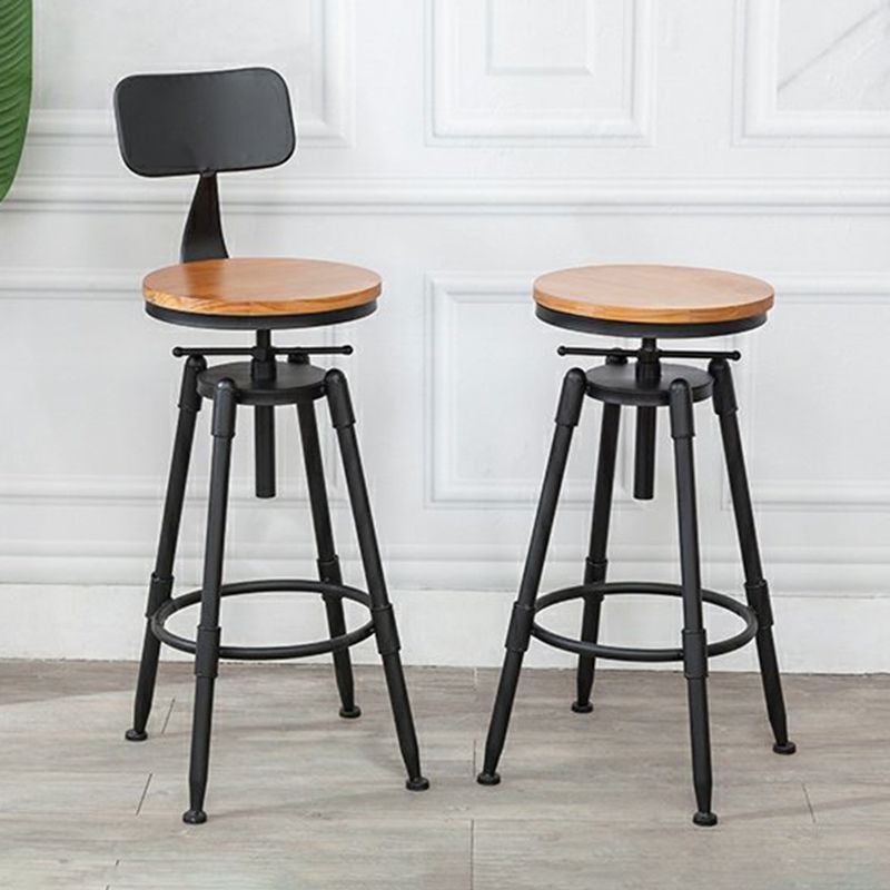 Industrial Bar and Counter Stool Adjustable Height Stool with 4 Black Legs