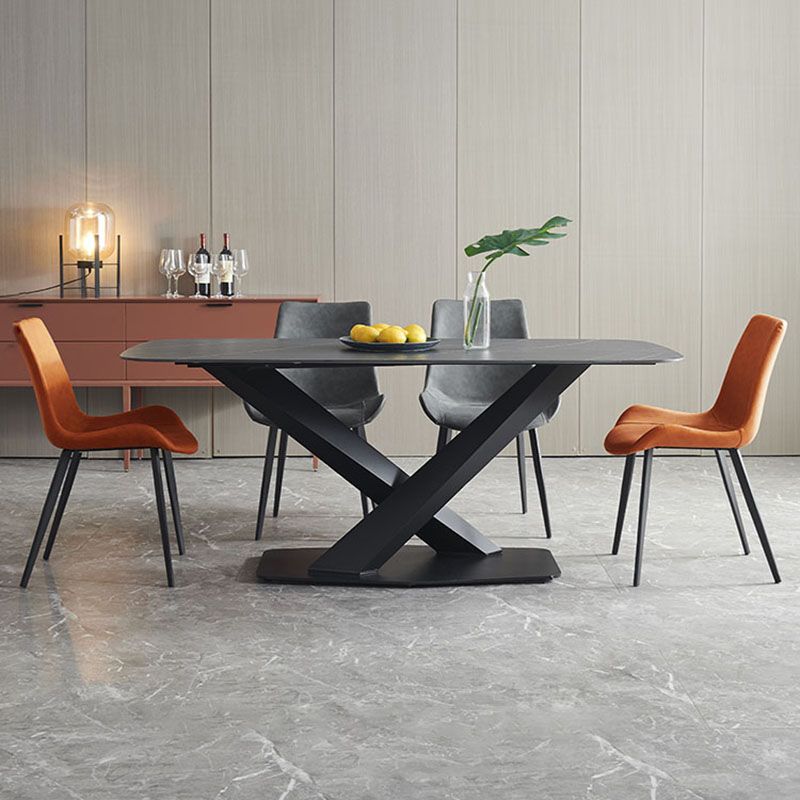 Industrial Style Solid Back Chair for Kitchen Faux Leather Dining Chairs